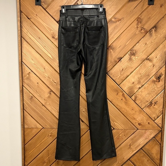 Zara Black Faux Leather Flare Pants XS - Picture 2 of 8